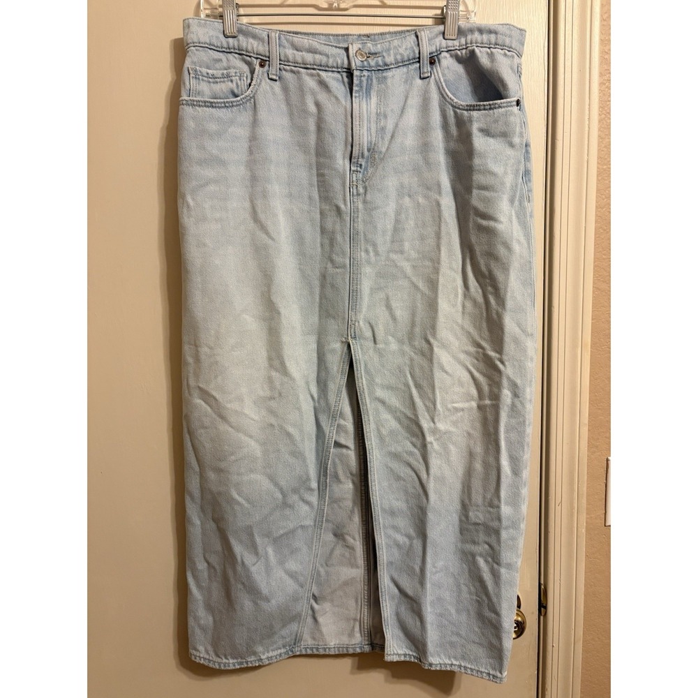 Long Skirt Light Blue with Button Mid-Rise Old Navy Denim Straight 12